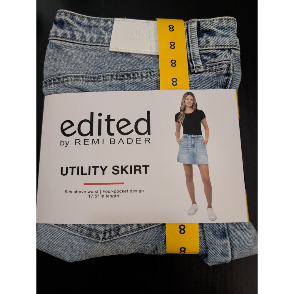 Women's Edited by Remi Bader Utility Jean Skirt Light Wash Size 8